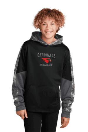 Sport-Tek® Youth Sport-Wick® Mineral Freeze Fleece Colorblock Hooded Pullover