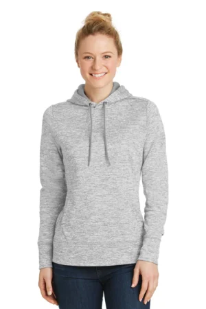 Sport-Tek® Women's PosiCharge® Electric Heather Fleece Hooded Pullover. - Sport Center Chest Logo