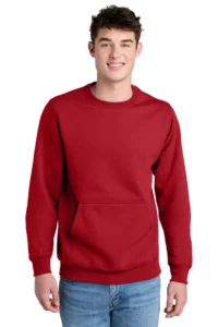 Port & Co™ Core Fleece Crewneck Pocket Sweatshirt - Sport Center Chest Logo