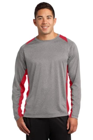 Sport-Tek® Long Sleeve Heather Colorblock Contender™ Tee - Sport