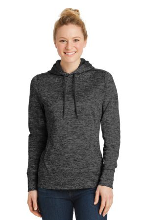 Sport-Tek® Women's PosiCharge® Electric Heather Fleece Hooded Pullover. - Sport Left Chest logo