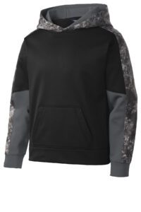 Sport-Tek® Youth Sport-Wick® Mineral Freeze Fleece Colorblock Hooded Pullover - Sport Left Chest logo