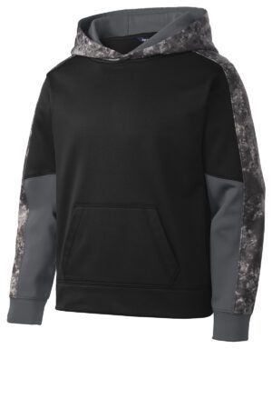 Sport-Tek® Youth Sport-Wick® Mineral Freeze Fleece Colorblock Hooded Pullover - Sport Left Chest logo